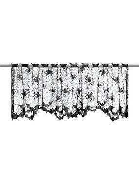 Halloween Lace Window Curtain Spider Web Bats Door Curtain Halloween Decor
